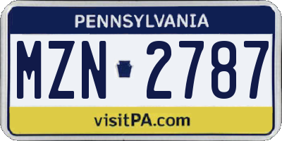PA license plate MZN2787
