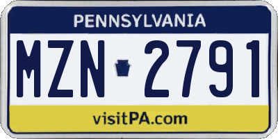 PA license plate MZN2791