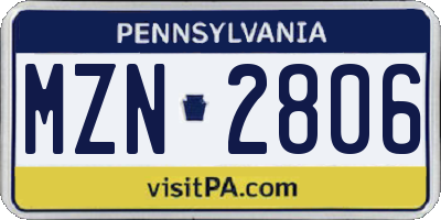 PA license plate MZN2806