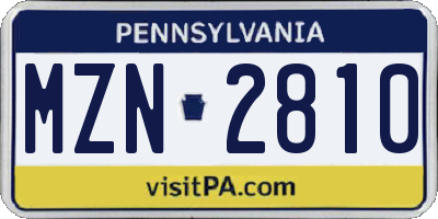 PA license plate MZN2810