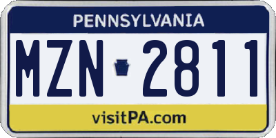 PA license plate MZN2811