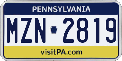 PA license plate MZN2819