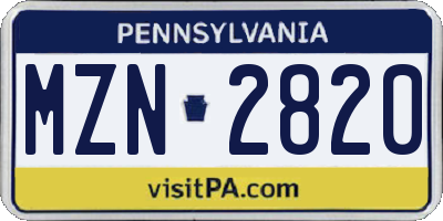 PA license plate MZN2820