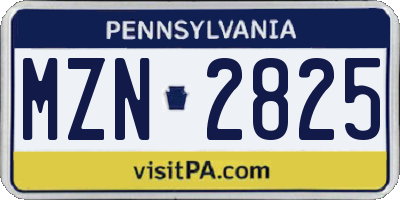 PA license plate MZN2825