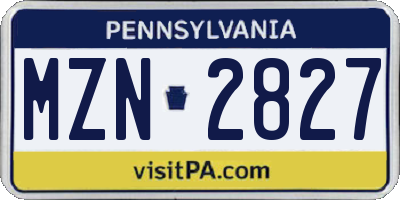 PA license plate MZN2827