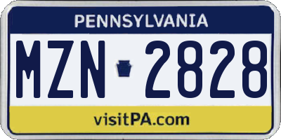PA license plate MZN2828