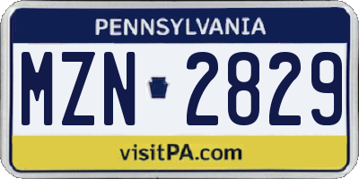 PA license plate MZN2829