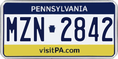 PA license plate MZN2842