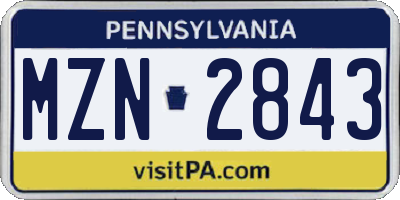 PA license plate MZN2843