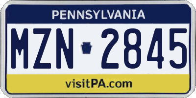 PA license plate MZN2845