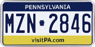 PA license plate MZN2846