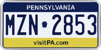 PA license plate MZN2853