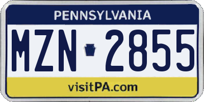PA license plate MZN2855