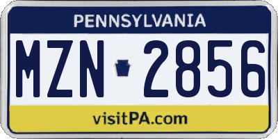 PA license plate MZN2856
