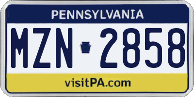 PA license plate MZN2858