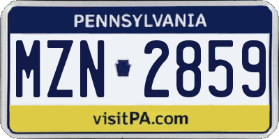 PA license plate MZN2859