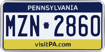 PA license plate MZN2860