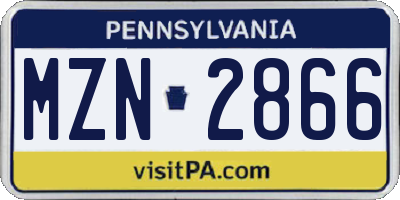 PA license plate MZN2866