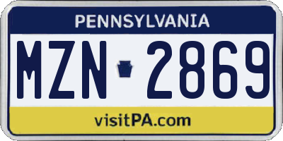 PA license plate MZN2869