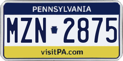 PA license plate MZN2875