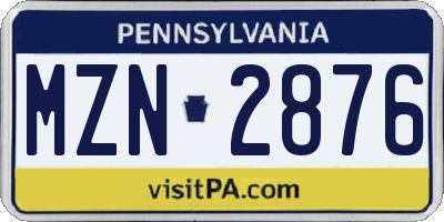 PA license plate MZN2876