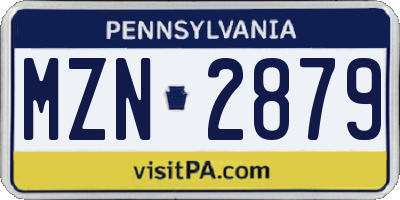 PA license plate MZN2879