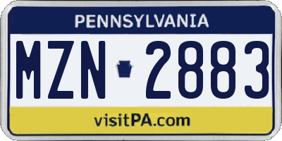 PA license plate MZN2883