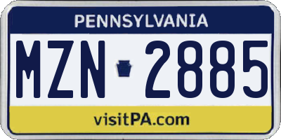 PA license plate MZN2885