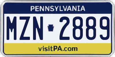 PA license plate MZN2889
