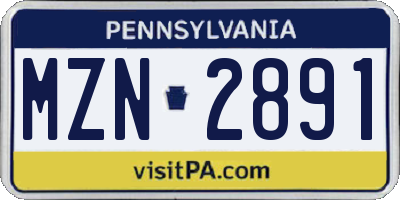 PA license plate MZN2891