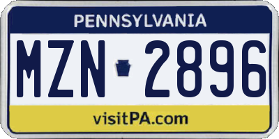 PA license plate MZN2896