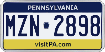 PA license plate MZN2898
