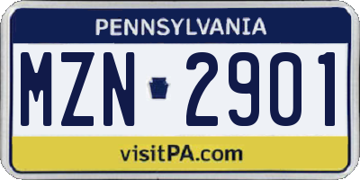 PA license plate MZN2901