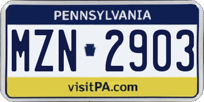 PA license plate MZN2903