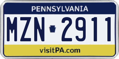 PA license plate MZN2911