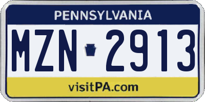 PA license plate MZN2913