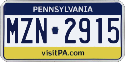 PA license plate MZN2915