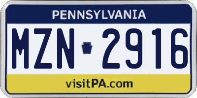 PA license plate MZN2916