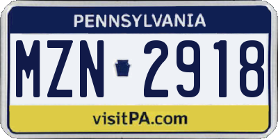 PA license plate MZN2918