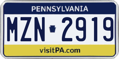PA license plate MZN2919