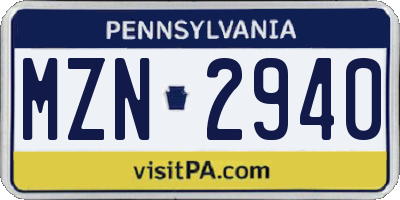 PA license plate MZN2940