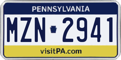 PA license plate MZN2941