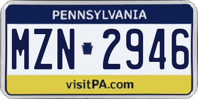 PA license plate MZN2946