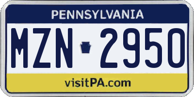 PA license plate MZN2950