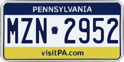PA license plate MZN2952