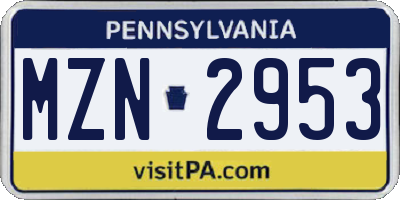 PA license plate MZN2953