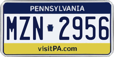 PA license plate MZN2956
