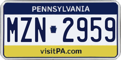 PA license plate MZN2959