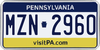 PA license plate MZN2960