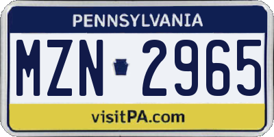 PA license plate MZN2965